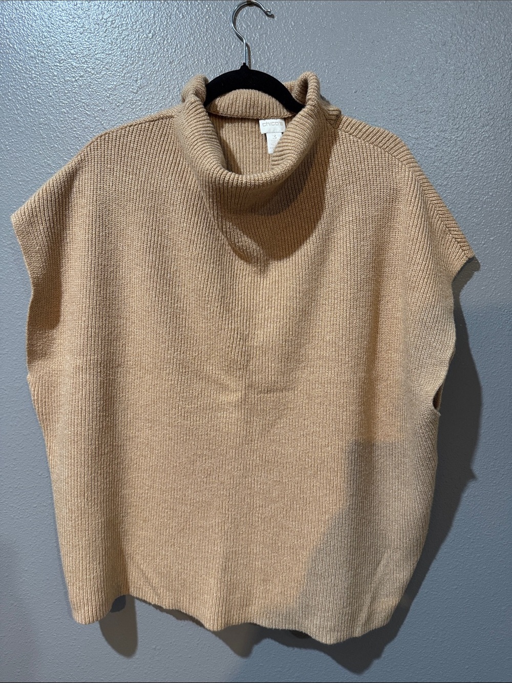 Chico's Camel Sleeveless Turtleneck Sweater